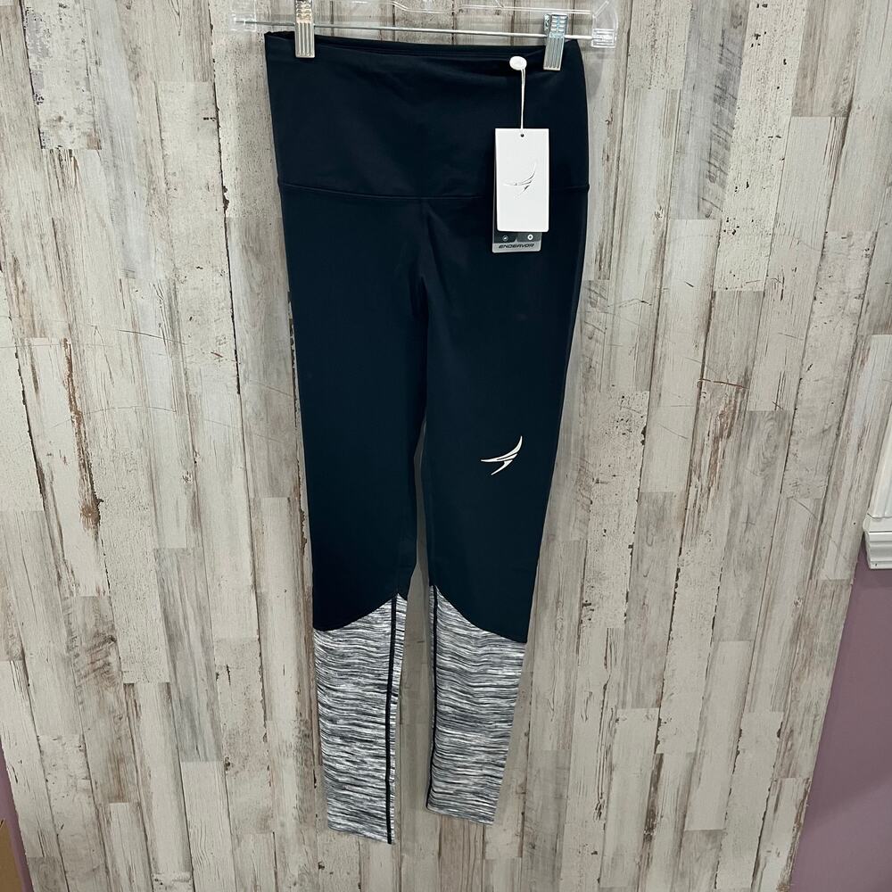 New! Endeavor Athletic‎ Black Gray Power Up Ankle Leggings Womens Size Small